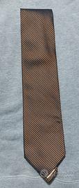 Cravatta Cerruti marrone e blu - trama Jacquard