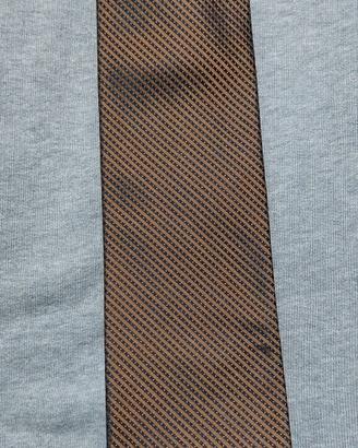 Cravatta Cerruti marrone e blu - trama Jacquard