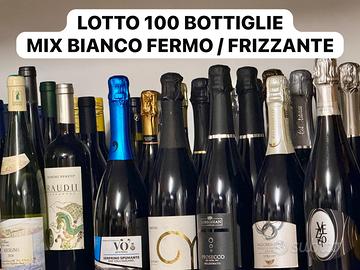 Lotto 100 bottiglie vino bianco fermo / frizzante