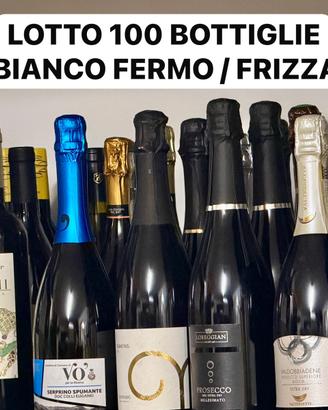 Lotto 100 bottiglie vino bianco fermo / frizzante