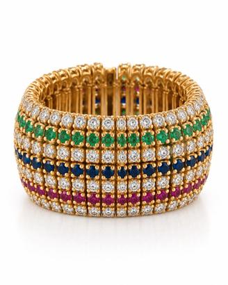 Anello fascia rubini, smeraldi, zaffiri e diamanti