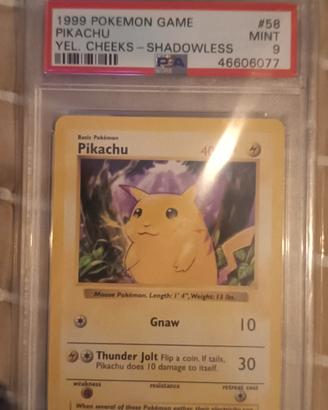 Pikachu shadwoless psa9