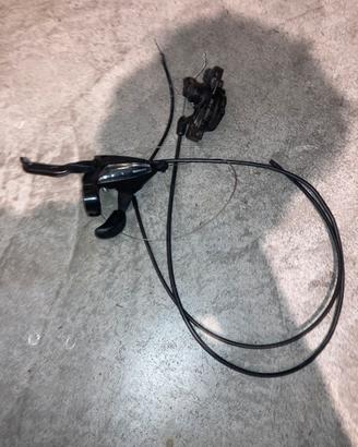 Comandi Shimano 3x7 con leve freno e freno a disco