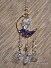 Acchiappasole con luna e perline color ametista