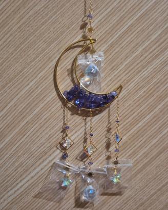 Acchiappasole con luna e perline color ametista