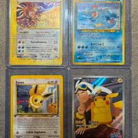 Lotto carte pokemon pikachu ho-oh feraligatr eevee