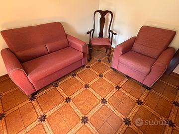 set con divano e poltrona rossi + sedia abbinata