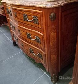 ANTICO COMO' FRANCESE IN STILE LUIGI XV CON MARMO