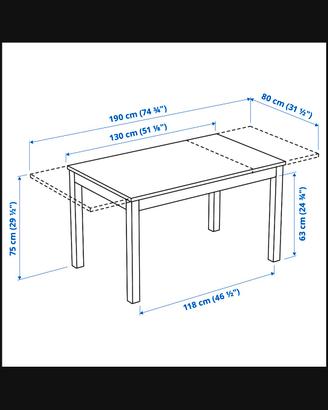 tavolo allungabile 130/190x80 Ikea  laneberg