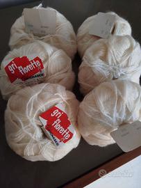 Gomitoli di lana bianca gr. 40 misto mohair n. 6
