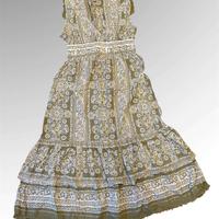 ZARA Abito Lungo Boho Verde Oliva Cotone – M/38