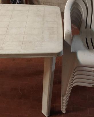 tavolo da giardino plastica bianco e 6 sedie