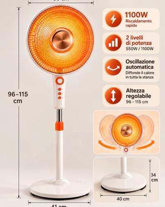 stufa elettrica a parabola orientabile 