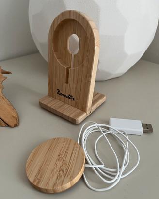 Magsafe charger iPhone bamboo + supporto stand