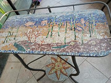 Tavolino ferro con mosaico