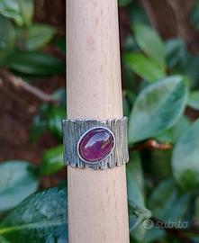 Anello in argento 925 regolabile e ametista natura