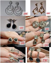 Set 10 paia orecchini Swarovsky, d'orati, blu, a l