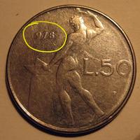 50 Lire Vulcano con difetto di conio 1978