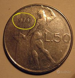 50 Lire Vulcano con difetto di conio 1978