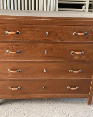 Comò vintage in legno a 4 cassettoni