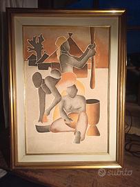 Quadro etnico – 72x52 cm con cornice dorata