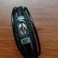 bracciale acciaio e similpelle 