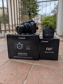 Canon R50 + obiettivo RF50mm  + batterie 
