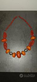 collana ambra e corallo vero 