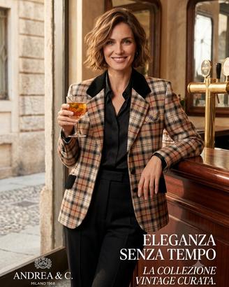 Blazer Vintage 100% lana con collo in velluto nero