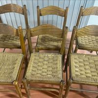 Set 6 sedie rustiche - legno seduta impagliata