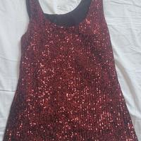 Canotta con paillettes rosse Vanilla Taglia Unica