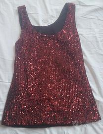 Canotta con paillettes rosse Vanilla Taglia Unica