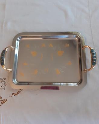 Vassoio   Acciaio     Inox  e   Oro