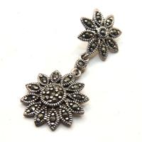 Splendido pendente Vintage argento marcasite