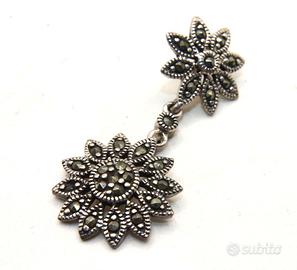 Splendido pendente Vintage argento marcasite