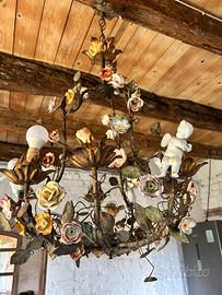 Lampadario Capodimonte antico