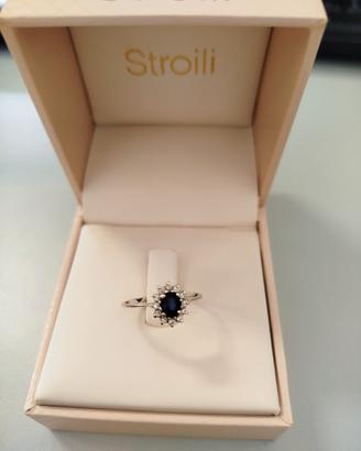 Anello Margherita in Oro Bianco con Zaffiro