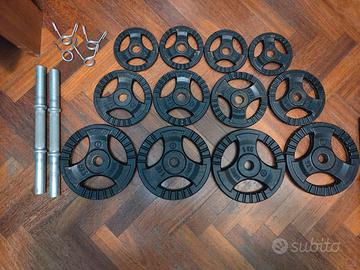 Set manubri + pesi 40 kg totali 