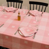 Set tovaglia e 6 tovaglioli in cotone rosa