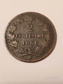  VITTORIO EMANUELE II - 2 CENTESIMI 1861 Milano