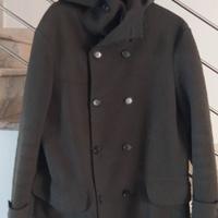 Cappotto parka incrociato uomo grigio/verde 