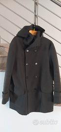 Cappotto parka incrociato uomo grigio/verde 