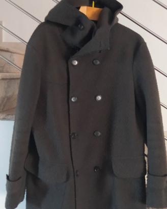 Cappotto parka incrociato uomo grigio/verde 
