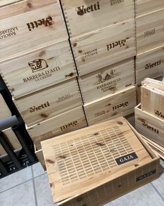 Scatole di legno da vino Gaja e Vietti