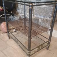 carrello in ferro forgiato a mano e vetro molato