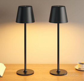 2 Pezzi Lampada da Tavolo Senza Fili in Metallo