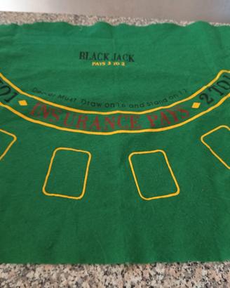 panno Blackjack feltro verde 7 postazioni casino
