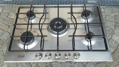 PIANO COTTURA GAS 5 FUOCHI DELONGHI 75 CM INOX