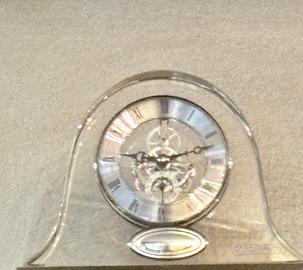 Orologio d’arredo in cristallo e argento - nuovo