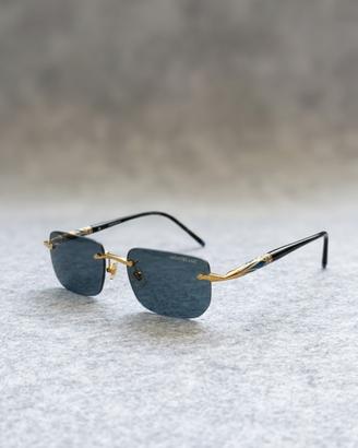 Occhiali da sole MontBlanc con dettagli Oro/Blu